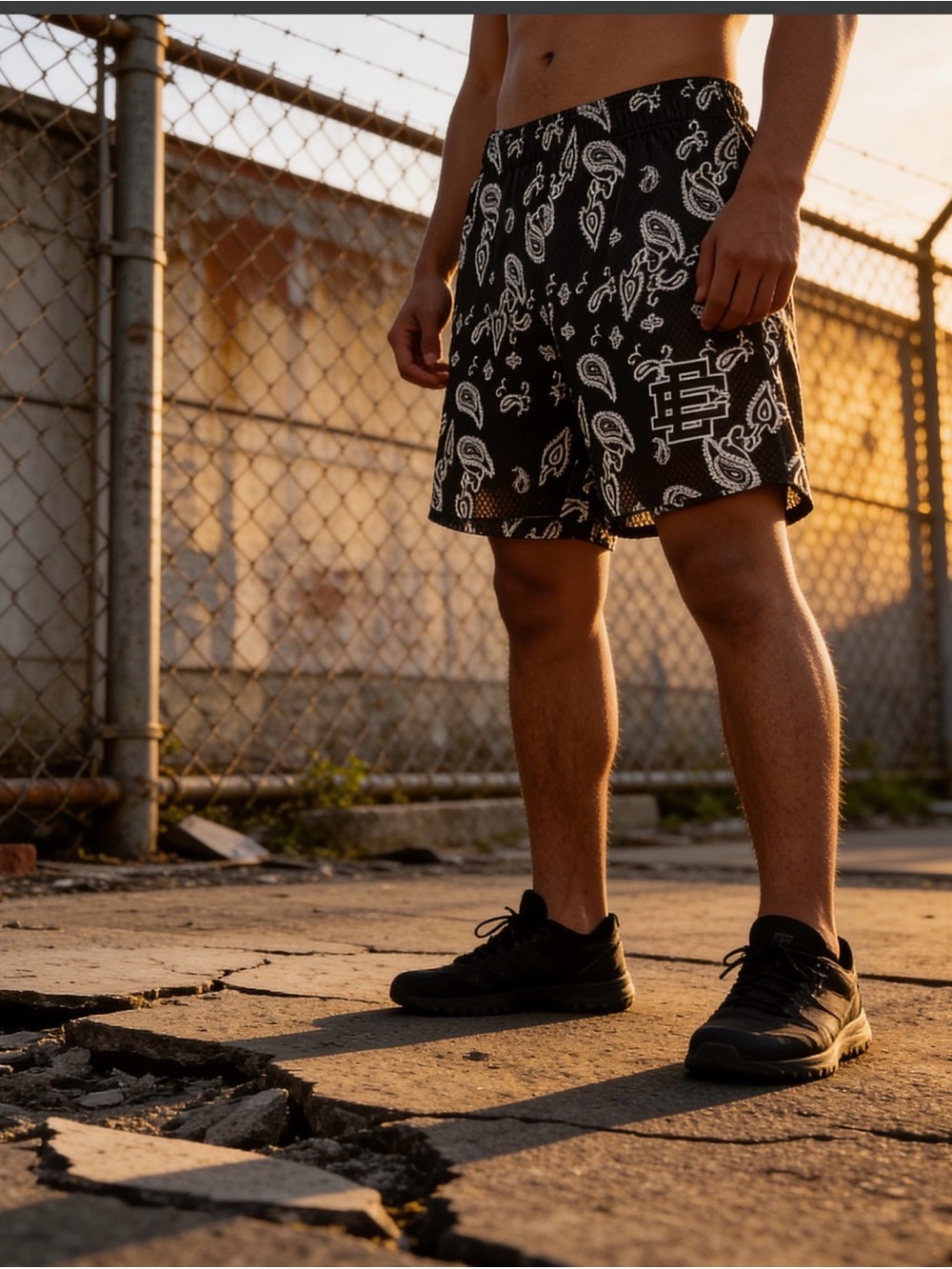 Eric Emanuel Black and White Paisley Shorts